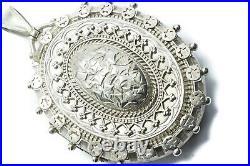 Antique Victorian Period English Sterling Silver Photo Locket Pendant