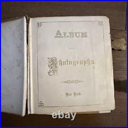 Antique Victorian Photo Album Late 1900 metal hinge with28 black white photos