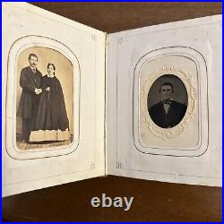 Antique Victorian Photo Album Late 1900 metal hinge with28 black white photos