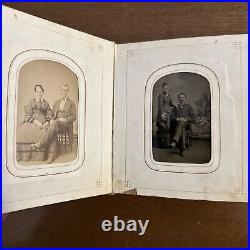 Antique Victorian Photo Album Late 1900 metal hinge with28 black white photos