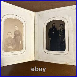 Antique Victorian Photo Album Late 1900 metal hinge with28 black white photos