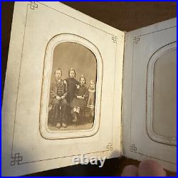 Antique Victorian Photo Album Late 1900 metal hinge with28 black white photos