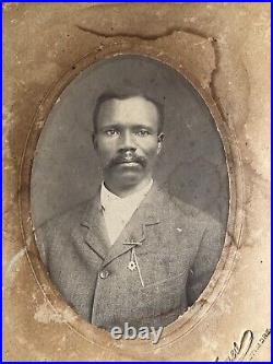 Antique Victorian Photo on Board African American Gent Mason