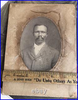 Antique Victorian Photo on Board African American Gent Mason