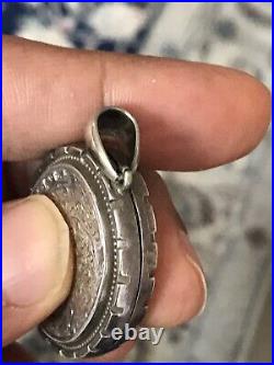 Antique Victorian Silver Oval Form Locket Pendant with picture