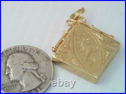 Antique Victorian Solid 14k Gold Photo Locket Pendant Engraved Design