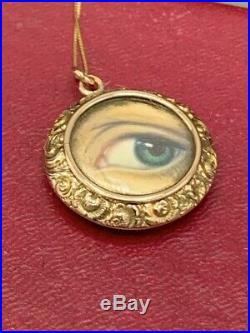 Antique Victorian Solid Gold Locket with Lover's Eye Picture