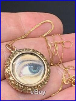 Antique Victorian Solid Gold Locket with Lover's Eye Picture