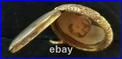 Antique Victorian Yellow Gold Enamel Locket Pendant 15ct/15k Estate Jewelry 9.6g