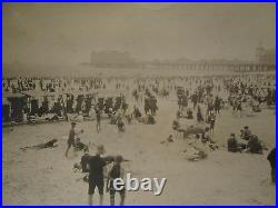 Antique Vintage 1915 Atlantic City Nj Beach Boardwalk Swimming Sun Sand Photo