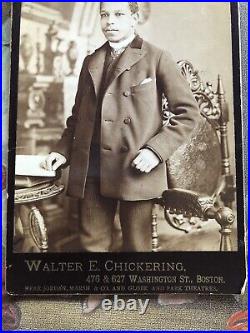 Antique Vintage African American Photo Cabinet Card Handsome Boston