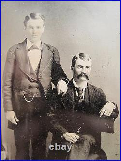 Antique Vintage American Men Full Mustache Artistic Museum Quality Tintype Photo