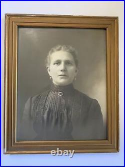Antique Vintage Black & White Photograph Of Woman 1800's Framed ancestors C PICS
