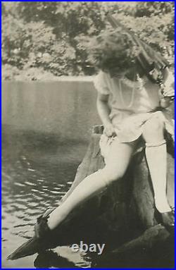 Antique Vintage Flapper American Beauty Artistic Dress Knee Highs Risque Photo