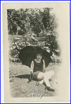 Antique Vintage Flapper American Beauty Bathing Beauty Umrella Artistic Photo