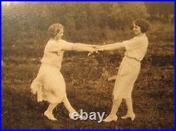 Antique Vintage Flapper Era Lovely Women Love Give & Take Lesbian Int Old Photos