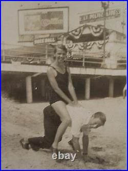 Antique Vintage Flapper Girl Booty Beach Boardwalk Skee Ball Sign Funny Photos