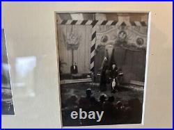 Antique Vintage Framed Circus Art Photographs Elephants Horses c1950s