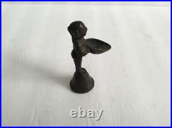 Antique/Vintage Indian Oil Lamp With Woman Holding Parrot on Shoulder Early 1900