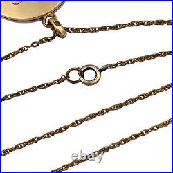 Antique Vintage Nouveau 14k Gold Filled GF Engraved Locket Chain Necklace 17.9