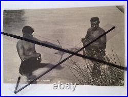 Antique Vintage Photo Postcard Australian Aboriginees Fishing net Aboriginals