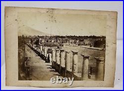 Antique Vintage Silver Albumen Photograph Ruins of Pompeii Man In Tophat