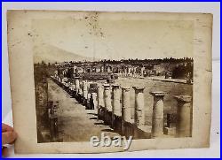 Antique Vintage Silver Albumen Photograph Ruins of Pompeii Man In Tophat