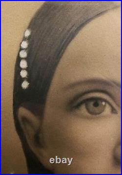 Antique Vintage Victorian American Beauty Fashion Bue Eyed Girl Large Fine Photo