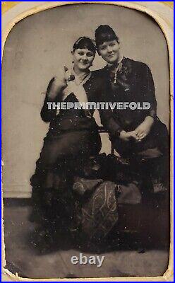 Antique Vintage Victorian Women Lesbian Interest Wet Collodion Tintype Photo