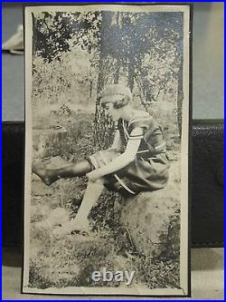 Antique Vintage White Socks Black Nylons Woods Flapper Girl Artistic Fine Photo