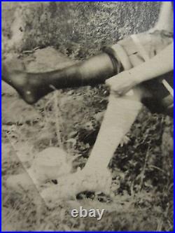 Antique Vintage White Socks Black Nylons Woods Flapper Girl Artistic Fine Photo