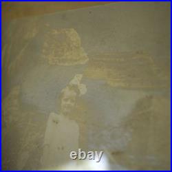 Antique Vtg 1890s Young Girl Standing In Ruins Silver Gelatin Large Photograph