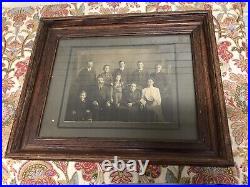 Antique Vtg Beautifully Framed Family Group Photograph Picture Writing On Back