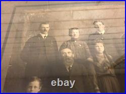 Antique Vtg Beautifully Framed Family Group Photograph Picture Writing On Back
