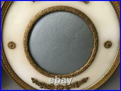 Antique Vtg French Empire Gilt Brass Bow & Ribbons Round Miniature Picture Frame