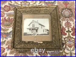 Antique Vtg Ornate Gold Gesso Framed Family Photo On Front Porch 11 3/4 X 11 7/8