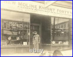 Antique Vtg Photo Auto Dealership Street Scene A M Choate Pullman Moline Knight