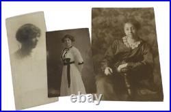 Antique Vtg Photograph Lot of 67 Women Fashion Hairstyles Hats Bows Portraits