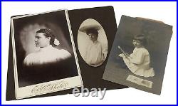 Antique Vtg Photograph Lot of 67 Women Fashion Hairstyles Hats Bows Portraits