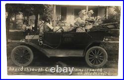 Antique Vtg RPPC Old Gospel Car Young Girls Boy Music Violins Religious Hair Bow