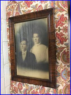 Antique Vtg Wood Framed Couple Portrait 21 1/2 X 15 1/2 X 1 Photograph Beauty