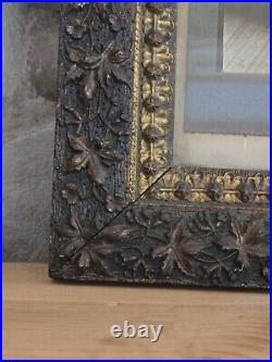 Antique Wedding Photo Hand Painted in Carved Wooden Frame 16X16