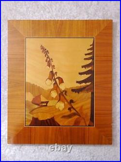 Antique Wood Inlaid Picture Vintage Handmade Marquetry 39 CM X 33 CM