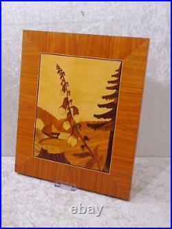 Antique Wood Inlaid Picture Vintage Handmade Marquetry 39 CM X 33 CM