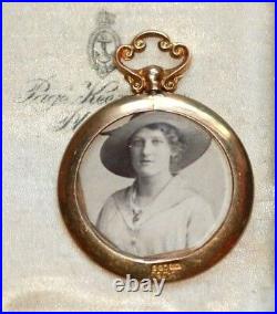 Antique dated Glasgow 1916 double photo locket pendant 9 ct gold