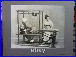 Antique large photo Japanese'Weaving'The Philadelphia Museums textile art vtg