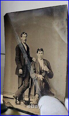 Antique tintype (a. K. A. Ferrotype) photo. Father and son photo