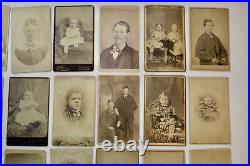 Antique vintage set of 36 family portrait photographs of people