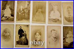 Antique vintage set of 36 family portrait photographs of people