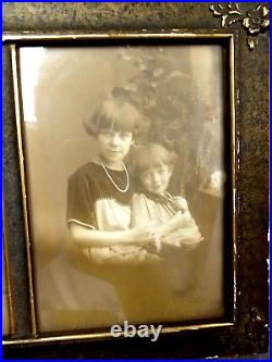 As Is Antique Photo Frame 1930s Children Child Sisters Black White Sepia